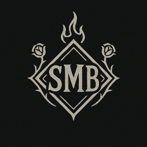 supermombomb logo, SMB with flowers and flames